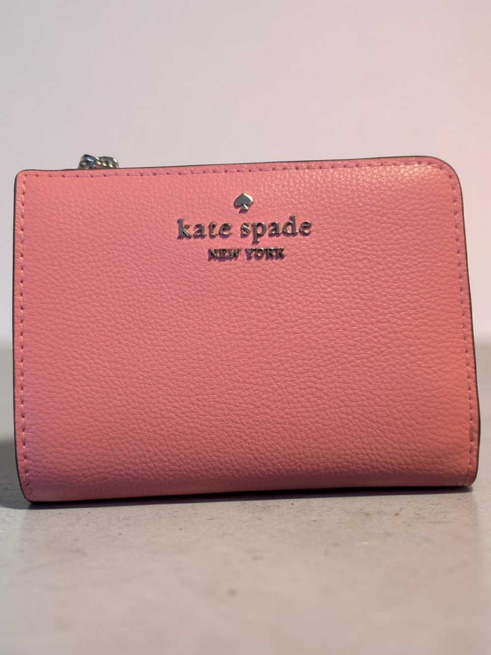 kate spade Pink Pebbled Leather Zip Wallet